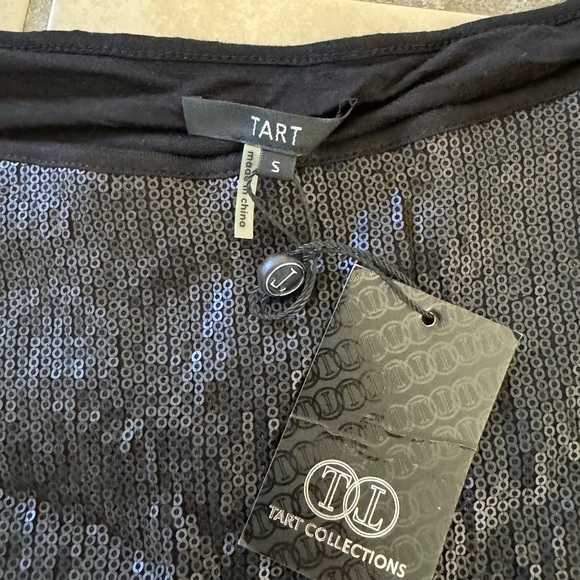 Tart Black Sequin Mini Skirt S NWT - Picture 2 of 5